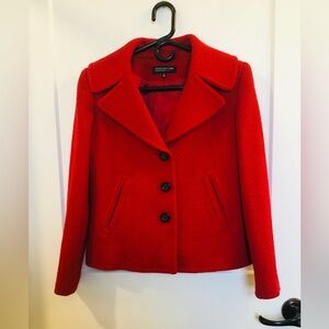 Jones New York Collection Petite Women's Vibrant Red Pea Coat